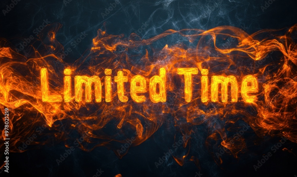 Limited Time Text in Fiery Smoke on Dark Background Limited Time Text in Fiery Smoke on Dark Background