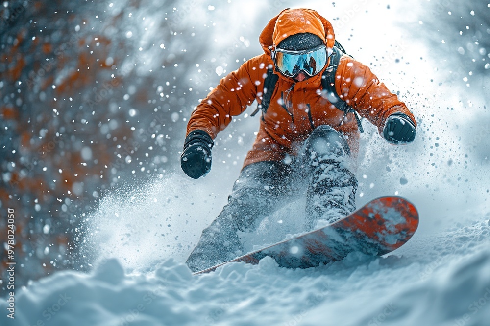 Fototapeta premium snowboarding on winter