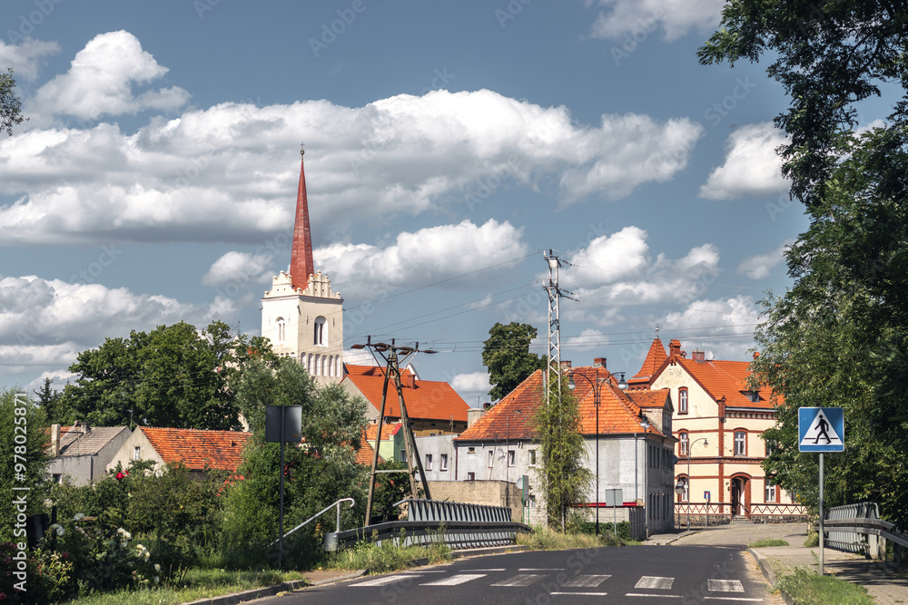 Summer cityscape of Nowe Miasteczko, Nowa Sól County, Lubusz (lubuskie)