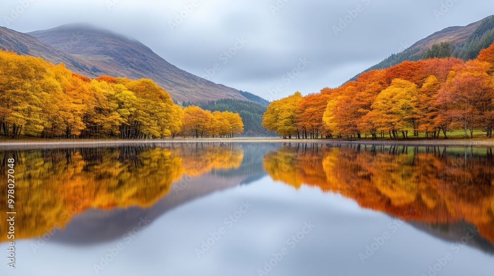 A lake surrounded by trees with mountains in the background, AI A lake surrounded by trees with mountains in the background, AI