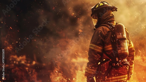 Heroic Firefighter Battling Raging Flames in Intense Rescue