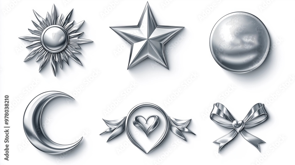 Obraz premium star icons, silver objects