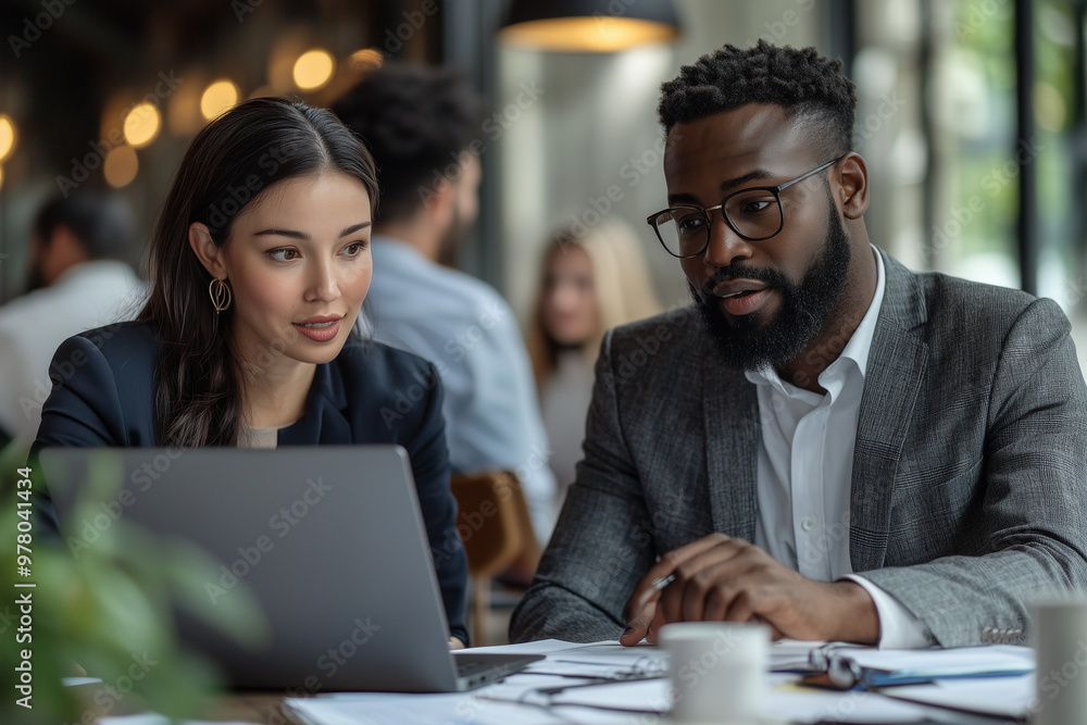 Business Meeting: Two Professionals Collaborate on a Project Business Meeting: Two Professionals Collaborate on a Project