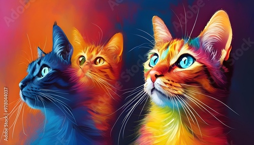 Vibrant and Playful Colorful Cat Portrait