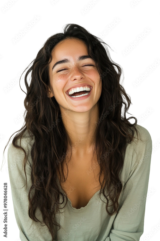 The beautiful young Argentine woman laughs. Isolated and transparent The beautiful young Argentine woman laughs. Isolated and transparent