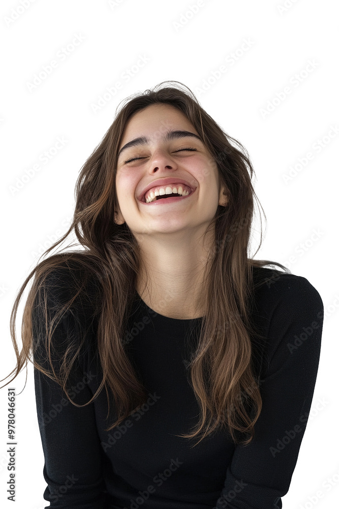 The beautiful young Argentine woman laughs. Isolated and transparent The beautiful young Argentine woman laughs. Isolated and transparent