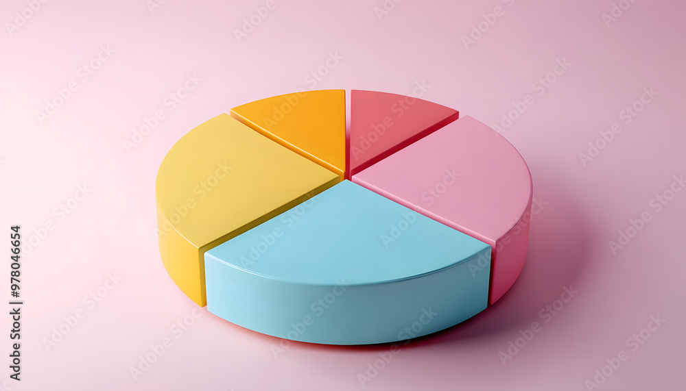 Obraz premium Colorful 3D pie chart on a solid pastel background