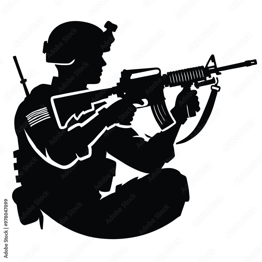 Soldier Silhouette with Rifle Soldier Silhouette with Rifle