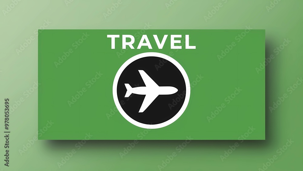 Green Travel Poster with Airplane Icon in Black Circle
Green Travel Poster with Airplane Icon in Black Circle