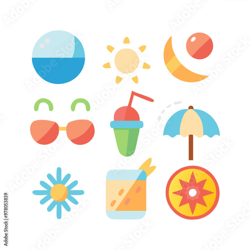 Collection of summer theme vector icons