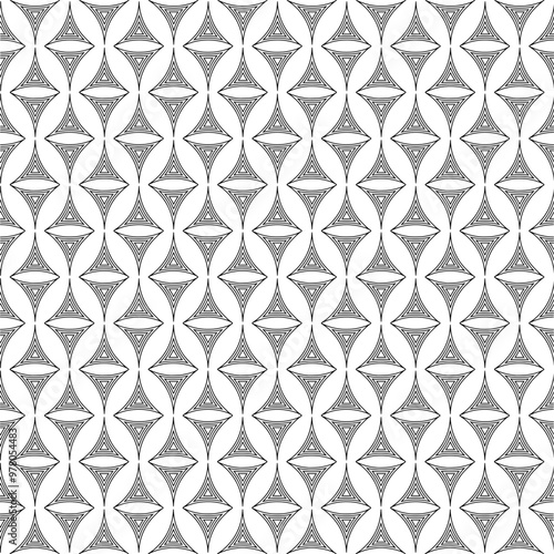 Outlined nested curved triangles vector line pattern design