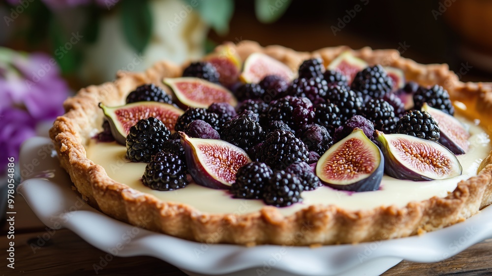 Delicate slices of foraged figs and plump blackberries Delicate slices of foraged figs and plump blackberries