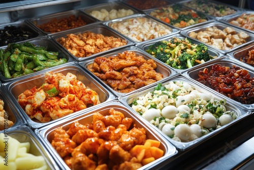 A buffet of delicious and fresh food. This photo shows a variety of food options for a diverse customer base.