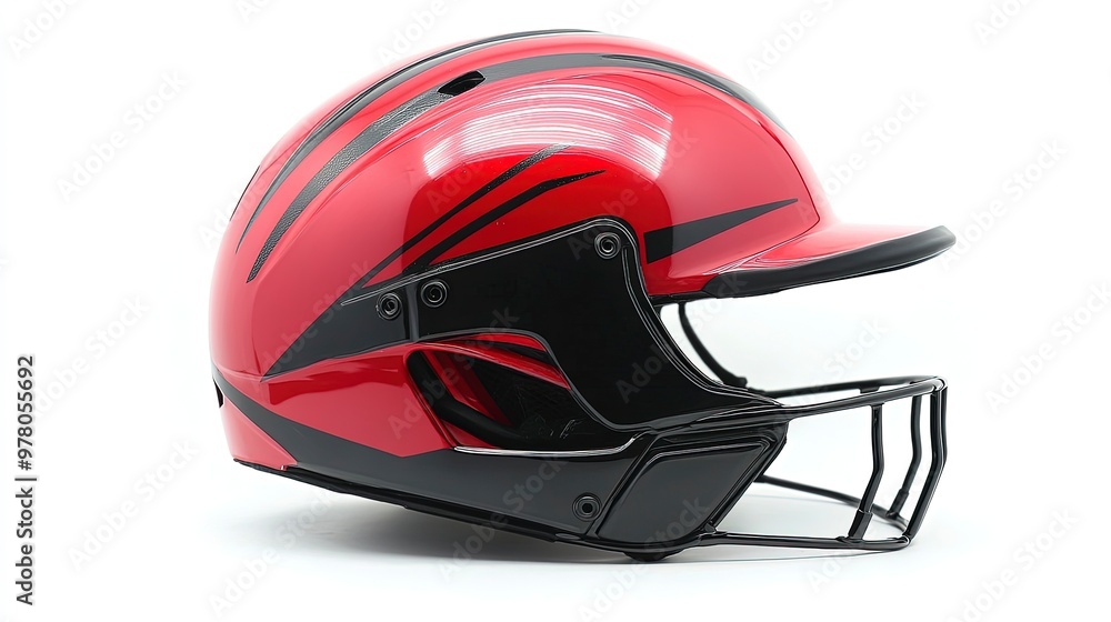 Fototapeta premium Cricket helmet, on the white background