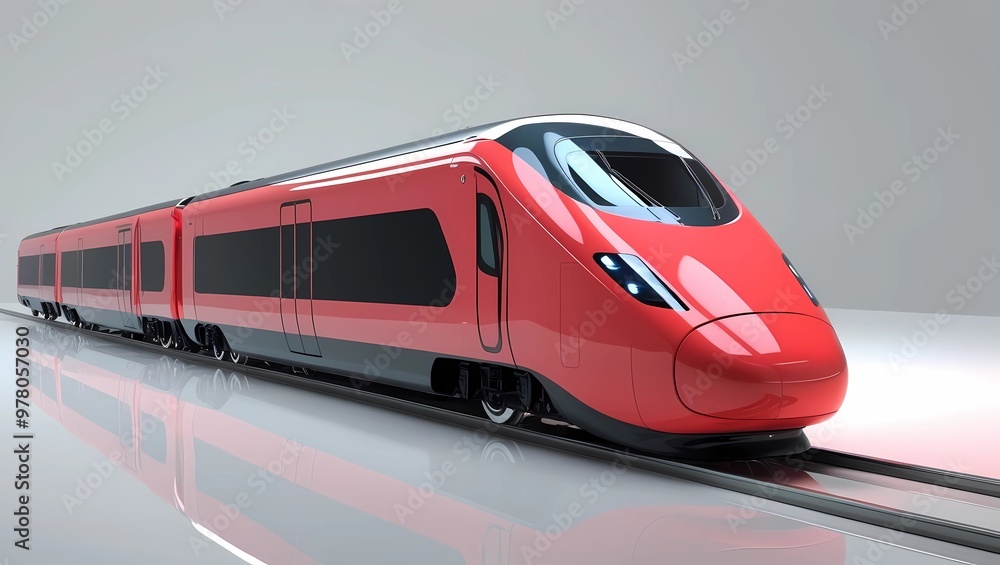 Modern Red Bullet Train on Reflective Surface
Modern Red Bullet Train on Reflective Surface