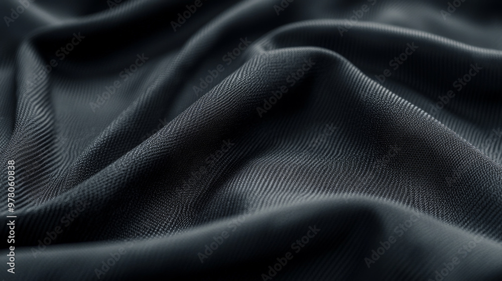 A close-up of textured charcoal gray sports fabric with a sleek, smooth surface and subtle wrinkles. The material catches light in certain areas A close-up of textured charcoal gray sports fabric with a sleek, smooth surface and subtle wrinkles. The material catches light in certain areas