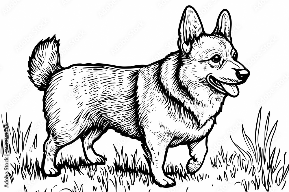 Fototapeta premium Cute coloring page featuring a playful dog for kids creativity.