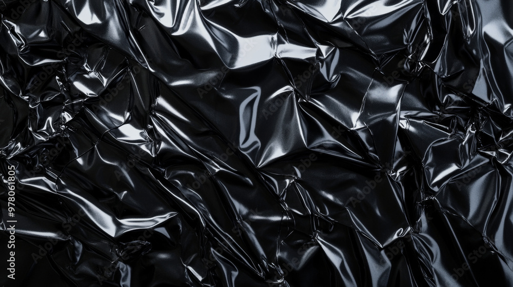 A crumpled black plastic poster with random folds and sharp creases. The high-gloss texture shines under light, highlighting the uneven, wrinkled surface for a gritty, urban vibe. A crumpled black plastic poster with random folds and sharp creases. The high-gloss texture shines under light, highlighting the uneven, wrinkled surface for a gritty, urban vibe.