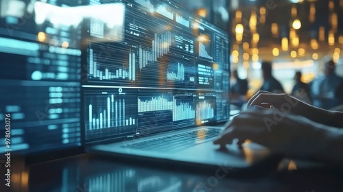 Wallpaper Mural Marketing team using social media analytics, graphs showing campaign success, laptops open, discussions around engagement, soft indoor lighting Torontodigital.ca