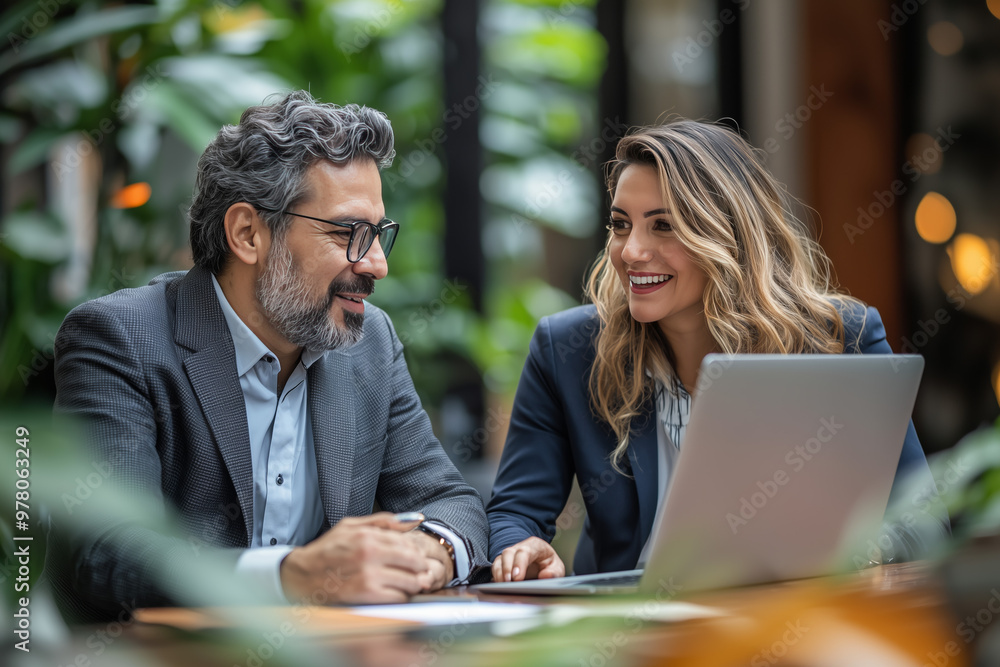 Business Professionals Collaborate on a Laptop Business Professionals Collaborate on a Laptop