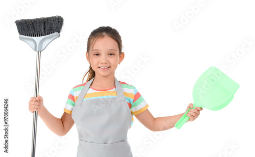 Cute little janitor with br...