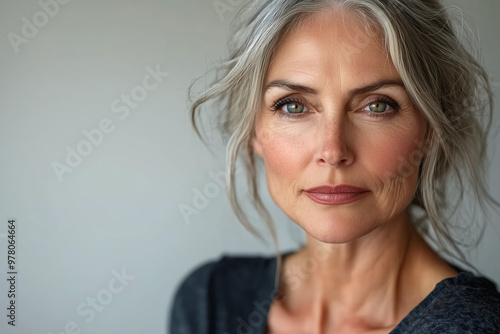 Portrait of a Beautiful Woman with Gray Hair