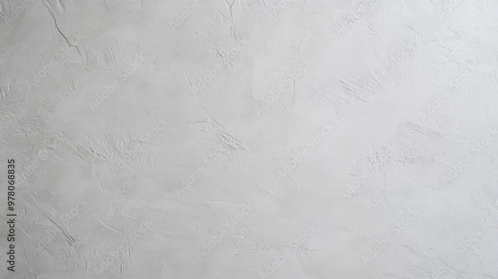 Naklejka premium A smooth concrete wall with a pale gray finish, featuring faint horizontal lines and subtle imperfections. The minimalist texture is clean, with gentle variations in tone adding depth.