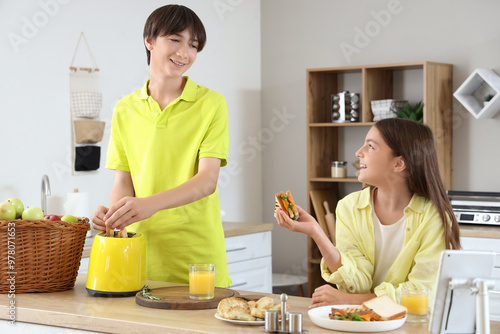 Cute girl with her brother ...