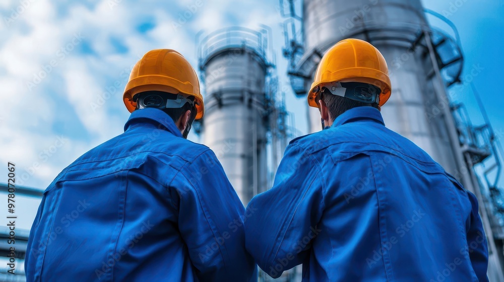 Process engineers optimizing the workflow in a production plant using simulation tools to test different configurations Process engineers optimizing the workflow in a production plant using simulation tools to test different configurations