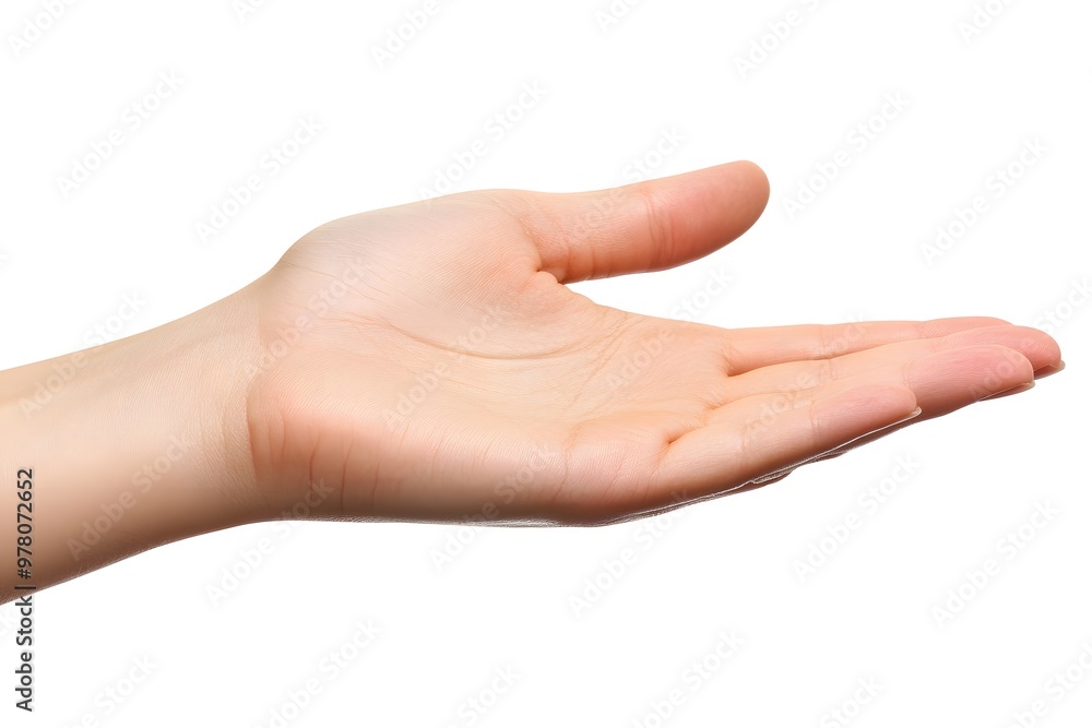 An open human hand facing upward with fingers slightly curved, set against a clean white background, creating a simple and clear presentation. An open human hand facing upward with fingers slightly curved, set against a clean white background, creating a simple and clear presentation.