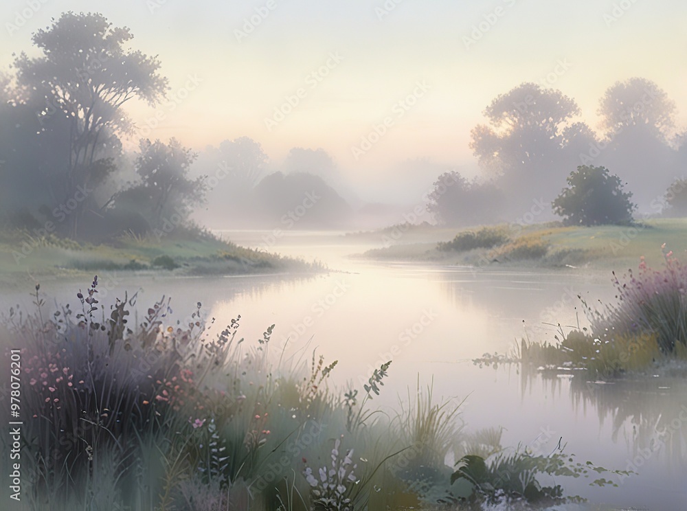 Fototapeta premium misty morning on the river