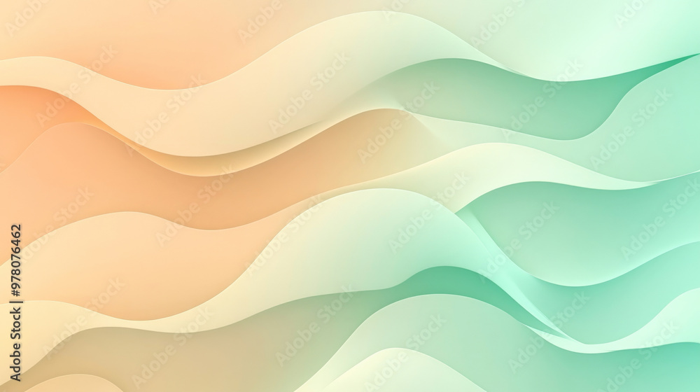 A background with flowing wavy shapes in a gradient from mint green to soft peach, creating a gentle and soothing visual effect. A background with flowing wavy shapes in a gradient from mint green to soft peach, creating a gentle and soothing visual effect.