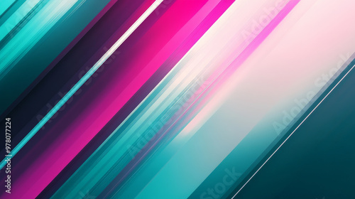 A bold gradient background blending from magenta to teal, with sleek diagonal lines slashing through the composition. The dynamic lines add a sense of speed and movement.