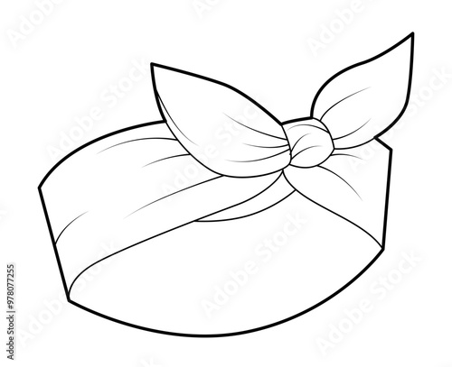 Headscarf Headband Summer Head Fashion accessory clothing technical illustration. Vector headgear for Men, women, unisex style, flat template CAD mockup sketch outline isolated