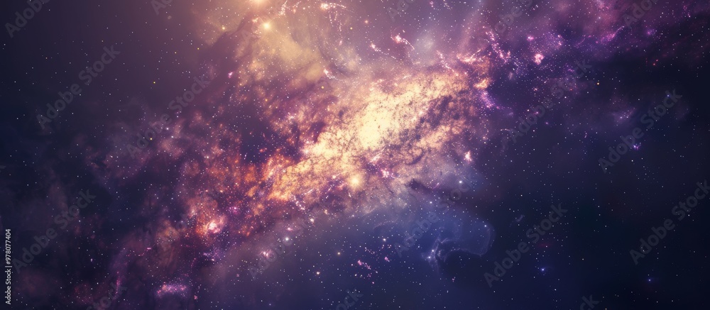 Obraz premium Mesmerizing Cosmic Dreamscape Soft Focused Romantic Nebula with Glowing Celestial Elements