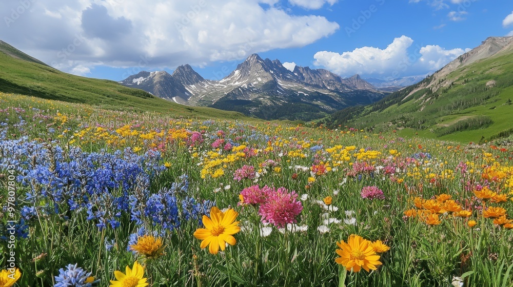 Obraz premium Wildflower meadow bursting with varied colors and textures
