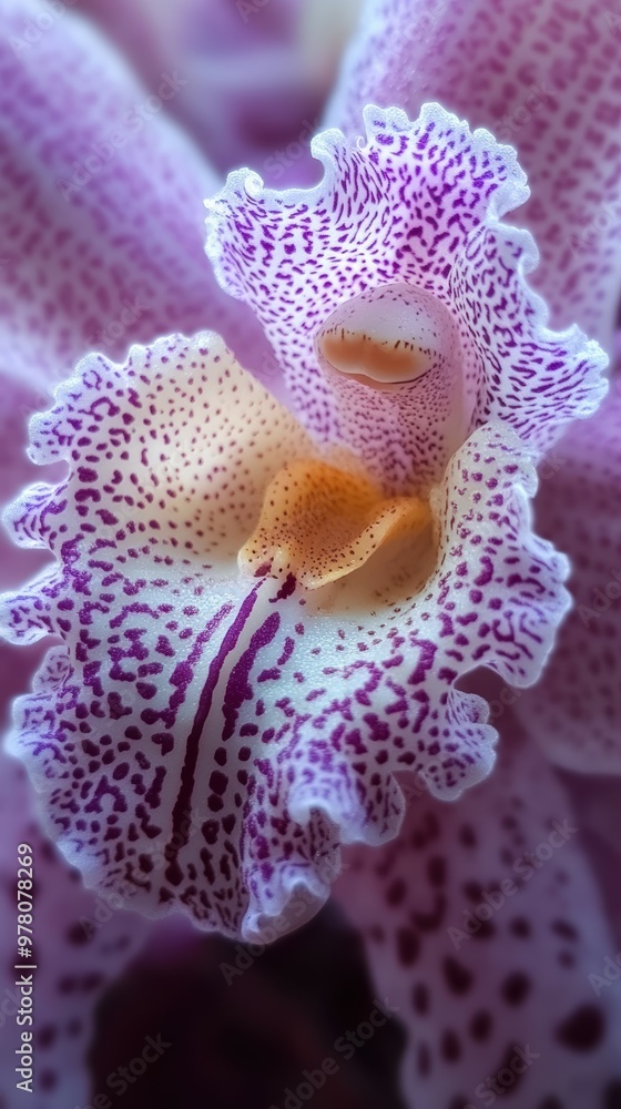 Macro shot of an orchid's intricate patterns and delicate tendrils Macro shot of an orchid's intricate patterns and delicate tendrils