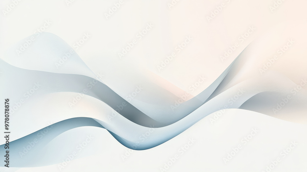 Obraz premium A clean, minimalist abstract banner with soft gradient waves in silver and light blue, creating a polished and professional corporate design.