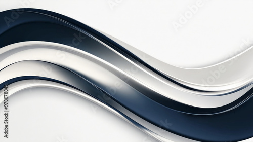 A clean and minimalist business banner with smooth silver and navy blue abstract waves, ideal for presentations, marketing, and professional branding.