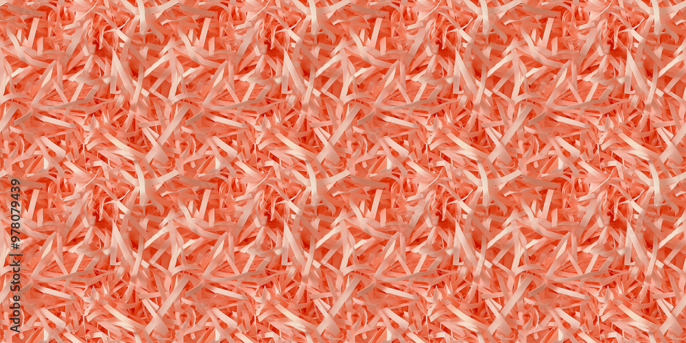 Fototapeta premium shredded paper filler in coral color with thin, delicate strips, shredded paper filler texture background