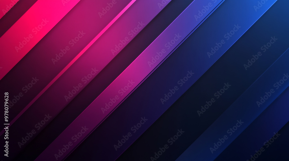 Obraz premium A deep gradient background transitioning from royal blue to dark purple, with diagonal lines slashing through the composition. The sharp lines add a dramatic, energetic contrast.
