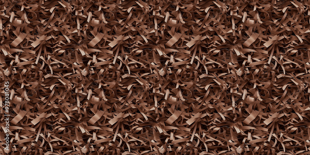 shredded paper filler in dark brown color with thin, delicate strips, shredded paper filler texture background shredded paper filler in dark brown color with thin, delicate strips, shredded paper filler texture background