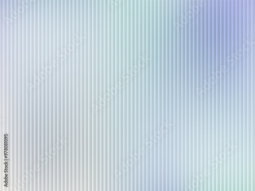 Transparent Iridescent glowing Frosted Glass. Rainbow stained ribbed striped Textuted background pattern overlay. Pearlescent corrugated acrylic wall vertical line. Vector Reeded translucent texture