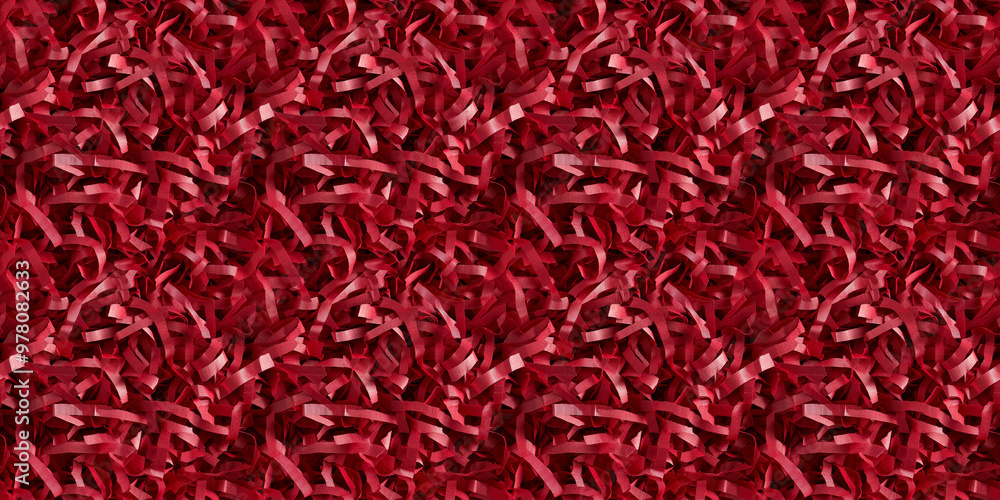 Naklejka premium shredded paper filler in dark red color with thin, delicate strips, shredded paper filler texture background