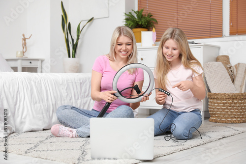 Beautiful female blogger an...