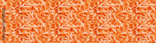 shredded paper filler in orange color with thin, delicate strips, shredded paper filler texture background photo