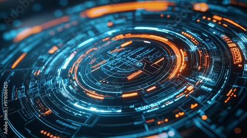 Wallpaper Mural Vibrant tech interface featuring creative design elements, 3D visuals, digital display, futuristic layout. AI generated Torontodigital.ca