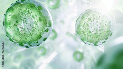 Microscopic Exosomes in Vibrant Green Three Dimensional Clarity