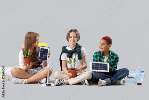 Pupils with portable solar ...