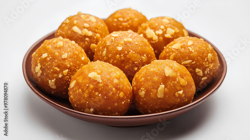 Laddu indian dessert food isolated on a white background